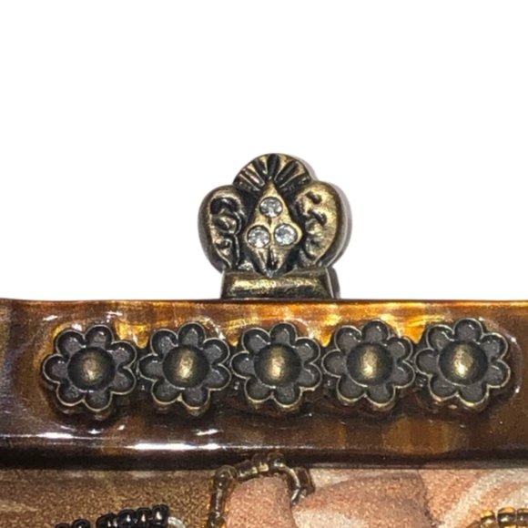 Vintage Floral Bag with Beaded Accents and Decorative Metal Handle and Clasp - Picture 5 of 13